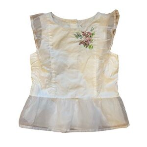 Janie and Jack - Kids Floral Embroidered Peplum Top - Size 6
